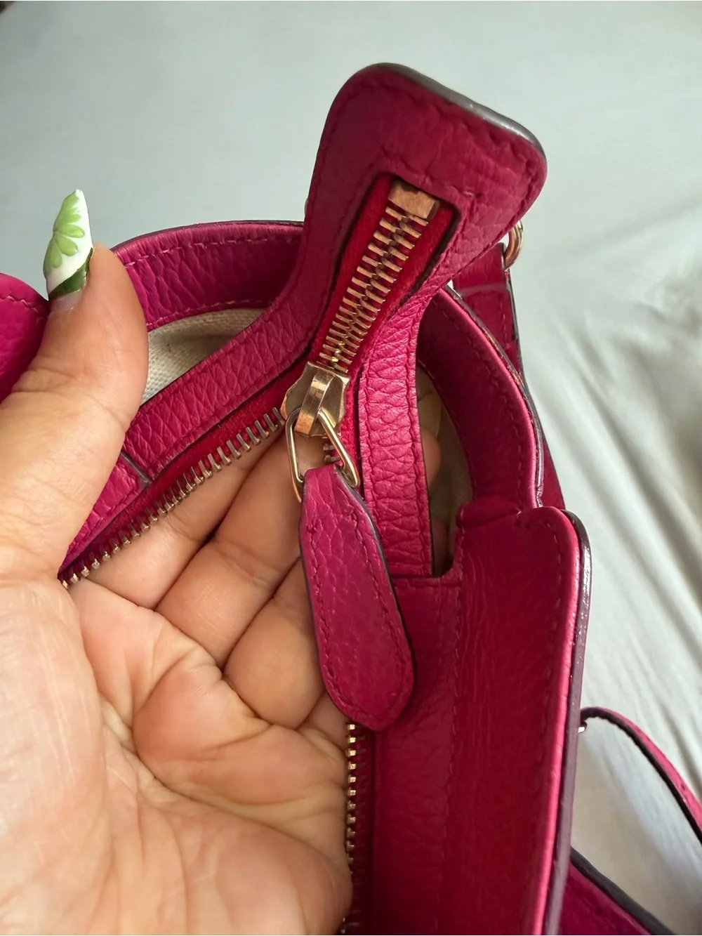Gucci Fuchsia Leather Satchel with Detachable Strap